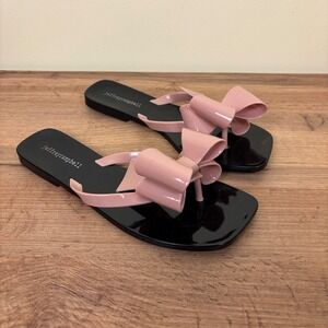 JEFFREY CAMPBELL Sugary Jelly Flip Flop Sandal Blush/Black Women Size 10 Beach
